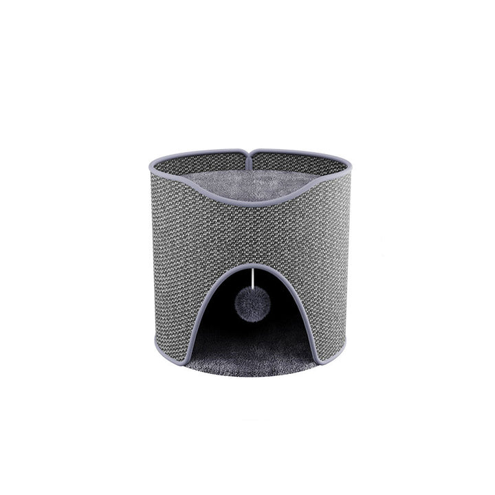 Arbre à chat contemporain créatif en sisal et velours, panneau de fibres à densité moyenne, cylindrique, 1/2 niveau, pour chambre 