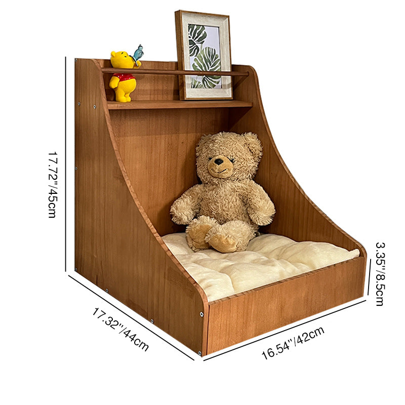 Traditional Vintage Rectangular Fabric Pine Wood Storage Cat Bed For Bedroom