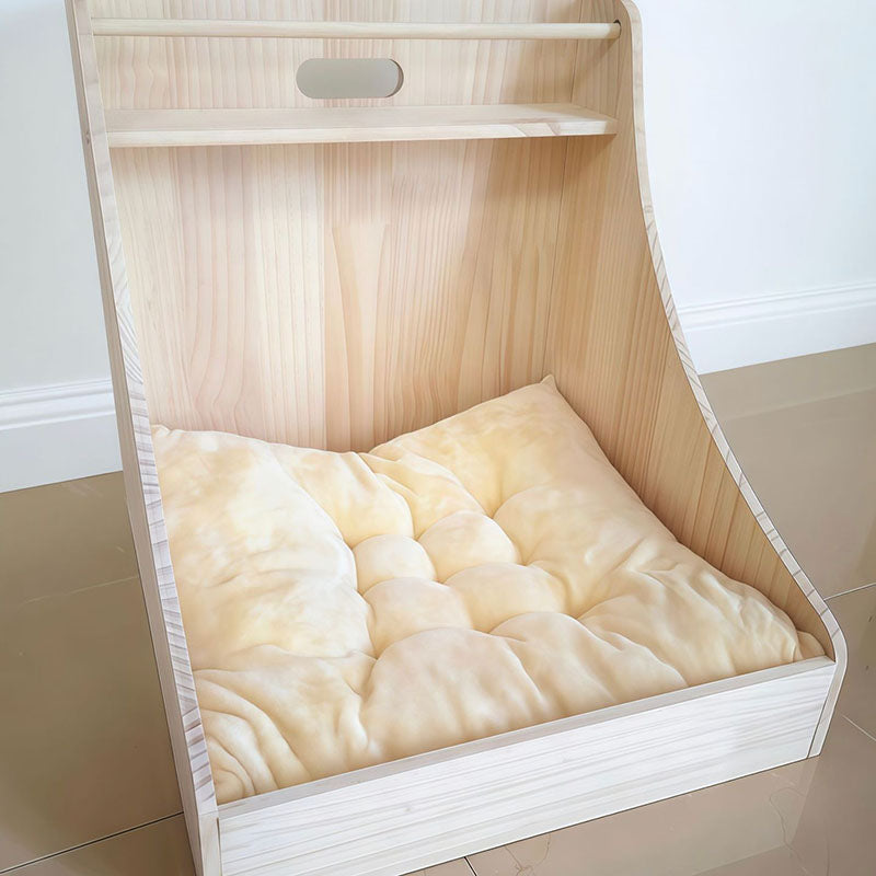 Traditional Vintage Rectangular Fabric Pine Wood Storage Cat Bed For Bedroom