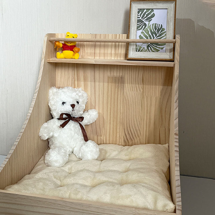 Traditional Vintage Rectangular Fabric Pine Wood Storage Cat Bed For Bedroom