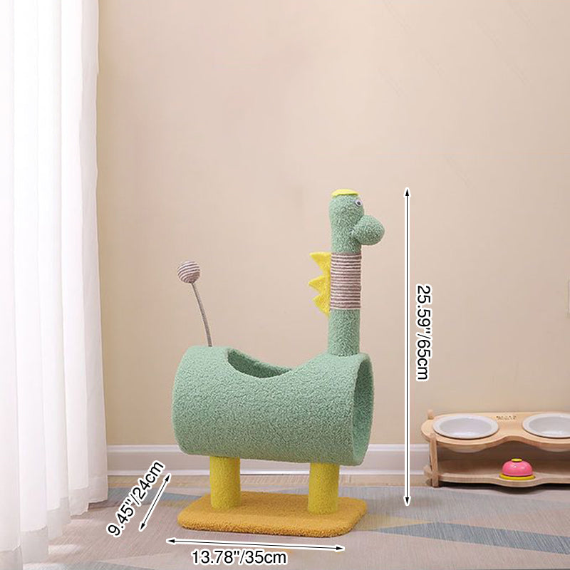 Contemporary Creative Cylindrical Chicken &amp; Dinosaur-Shaped Fabric Sisal Paper Tube Medium-Density Fiberboard Multi-Functional Cat Tree For Bedroom