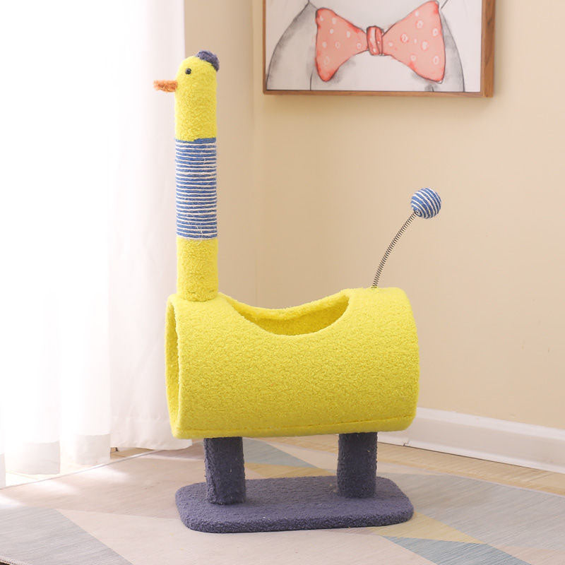 Contemporary Creative Cylindrical Chicken &amp; Dinosaur-Shaped Fabric Sisal Paper Tube Medium-Density Fiberboard Multi-Functional Cat Tree For Bedroom