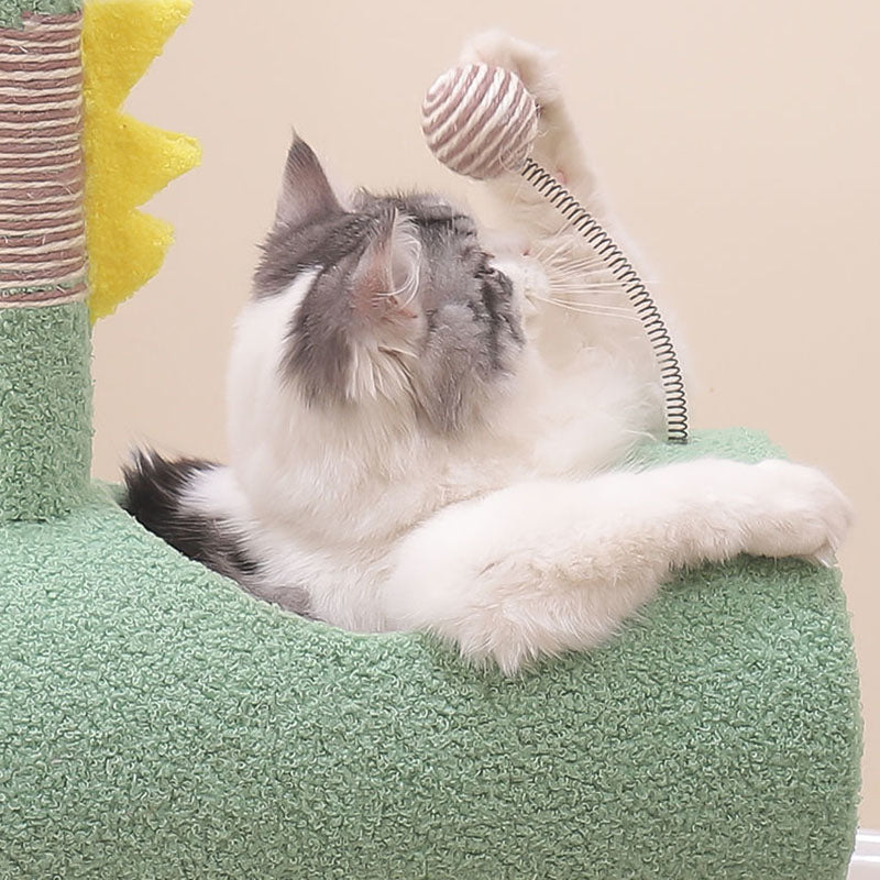 Contemporary Creative Cylindrical Chicken &amp; Dinosaur-Shaped Fabric Sisal Paper Tube Medium-Density Fiberboard Multi-Functional Cat Tree For Bedroom