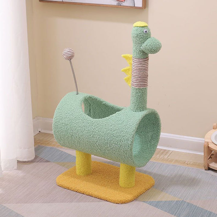 Contemporary Creative Cylindrical Chicken &amp; Dinosaur-Shaped Fabric Sisal Paper Tube Medium-Density Fiberboard Multi-Functional Cat Tree For Bedroom