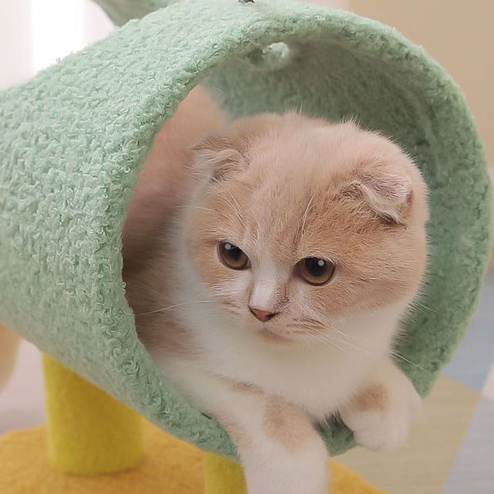 Contemporary Creative Cylindrical Chicken &amp; Dinosaur-Shaped Fabric Sisal Paper Tube Medium-Density Fiberboard Multi-Functional Cat Tree For Bedroom