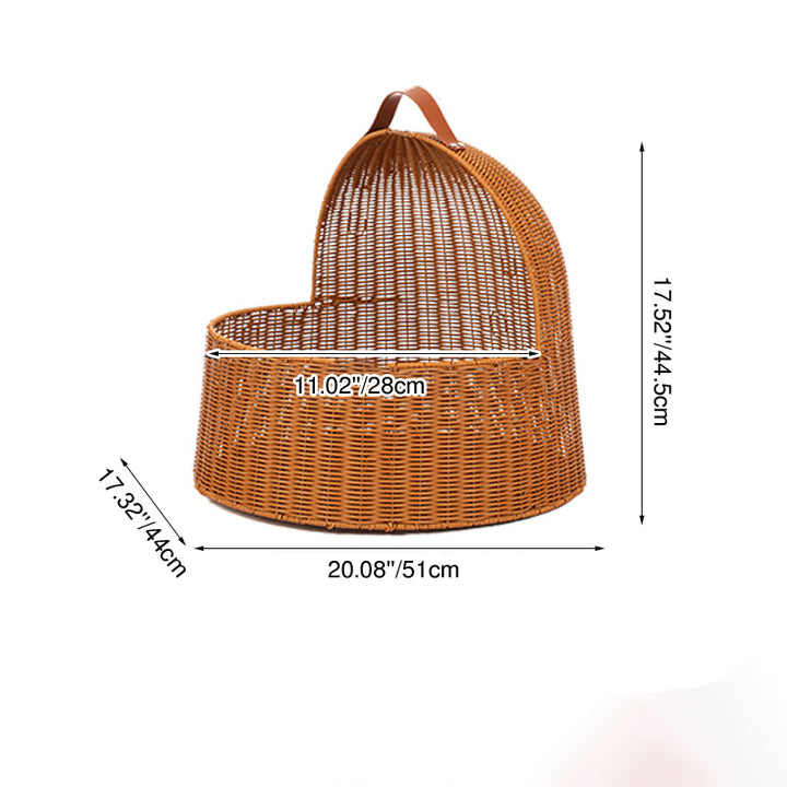 Traditionelles chinesisches rundes PE-Rattan-Eisen-Halbgeschlossenes Katzenbett für das Schlafzimmer 