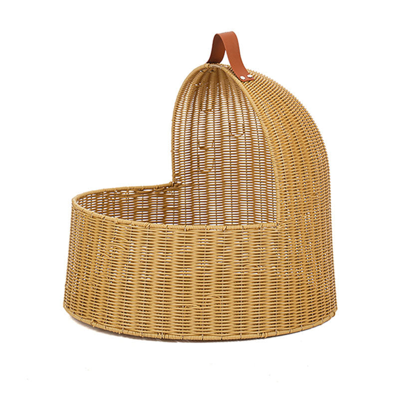 Traditionelles chinesisches rundes PE-Rattan-Eisen-Halbgeschlossenes Katzenbett für das Schlafzimmer 