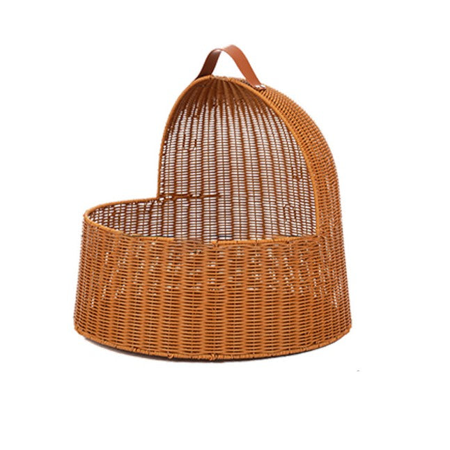 Traditionelles chinesisches rundes PE-Rattan-Eisen-Halbgeschlossenes Katzenbett für das Schlafzimmer 