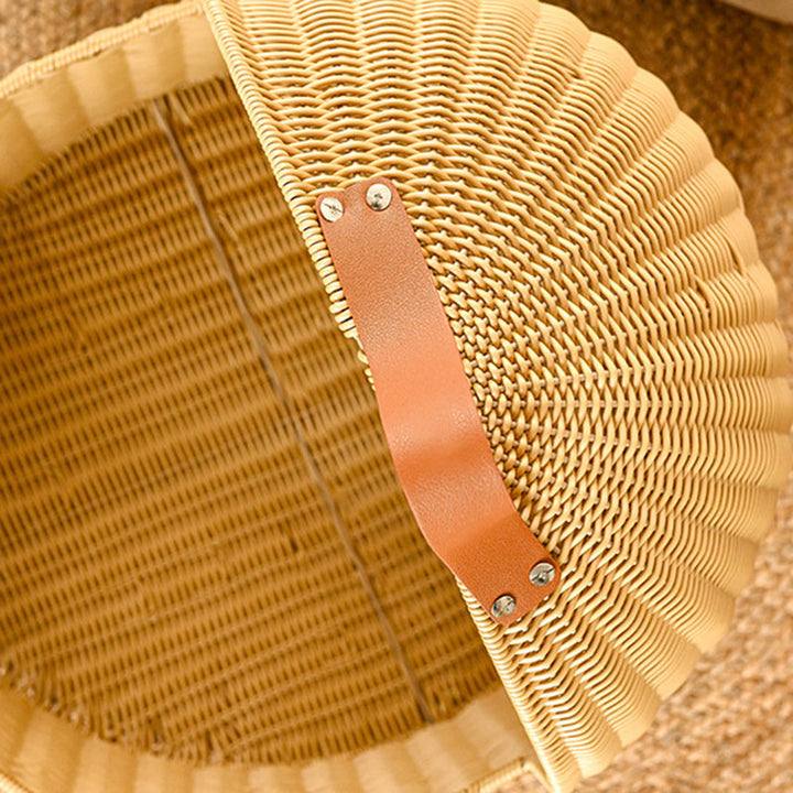 Traditionelles chinesisches rundes PE-Rattan-Eisen-Halbgeschlossenes Katzenbett für das Schlafzimmer 