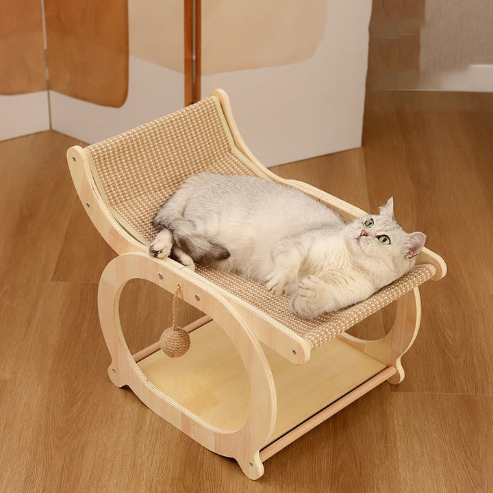 Traditional Vintage Rectangular Faux Fabric Plywood Cat Tree 2-Tier For Bedroom