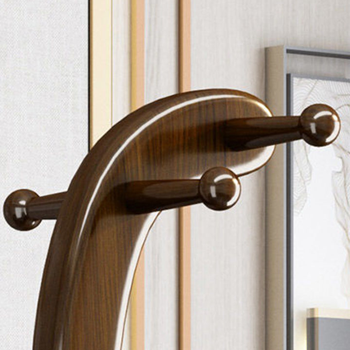 Traditional Chinese Round Pipa-Shaped Rubberwood Solid Wood Vintage Hall Tree For Entryways