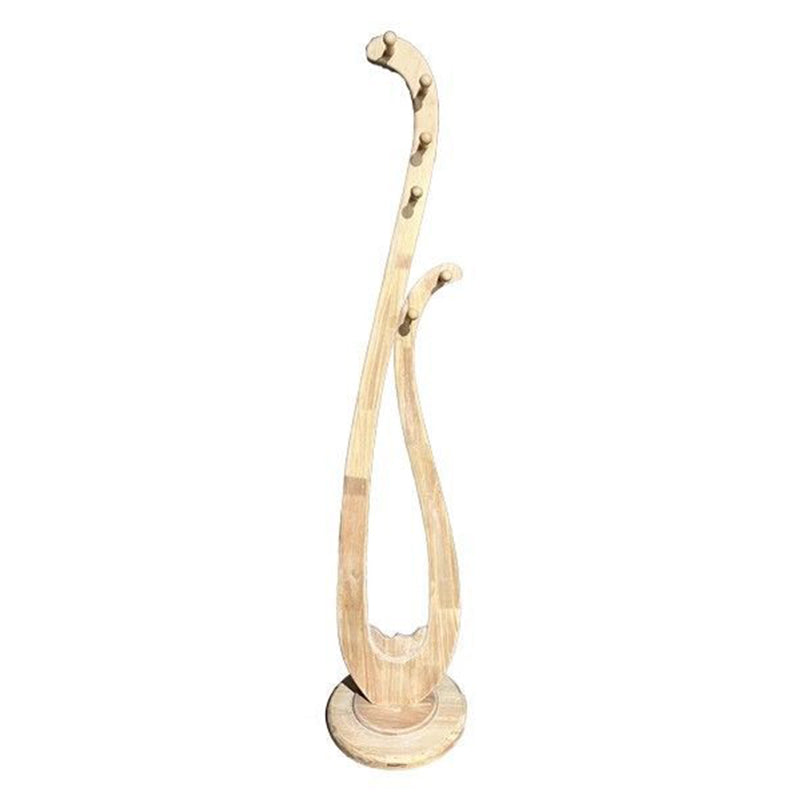 Traditional Chinese Round Pipa-Shaped Rubberwood Solid Wood Vintage Hall Tree For Entryways