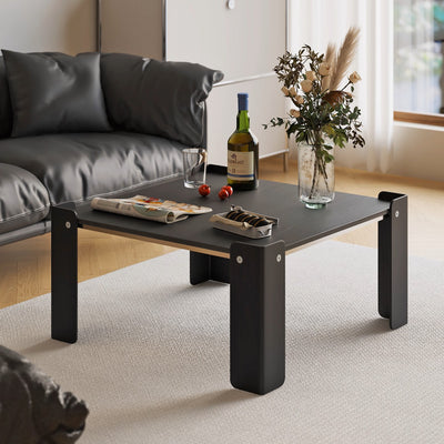 Traditional Vintage Square Multi-Layer Solid Wood Panel Electroplated Iron Coffee Table For Living Room