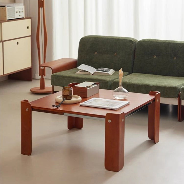 Traditional Vintage Square Plywood Electroplated Iron Coffee Table For Living Room