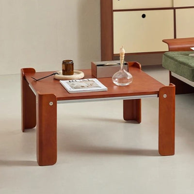 Traditional Vintage Square Multi-Layer Solid Wood Panel Electroplated Iron Coffee Table For Living Room