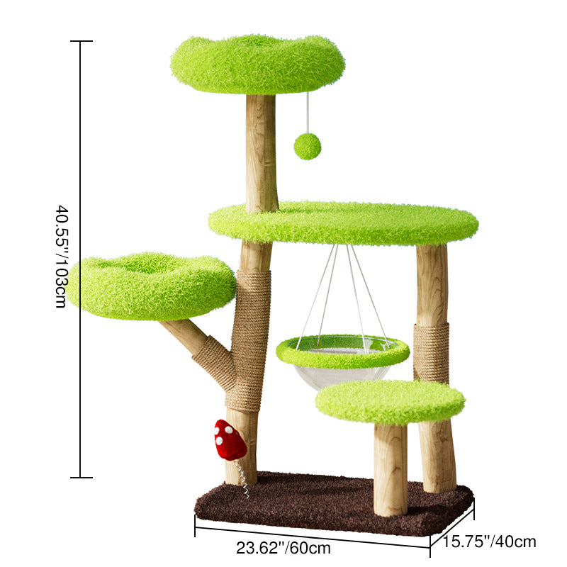 Contemporary Creative Cylindrical Tree-Shaped Natural Fruitwood Medium-Density Fiberboard Sisal Fabric Multi-Functional Cat Tree For Living Room