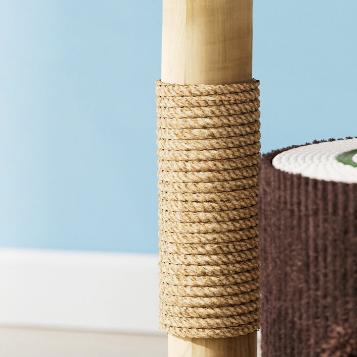Contemporary Creative Cylindrical Tree-Shaped Natural Fruitwood Medium-Density Fiberboard Sisal Fabric Multi-Functional Cat Tree For Living Room