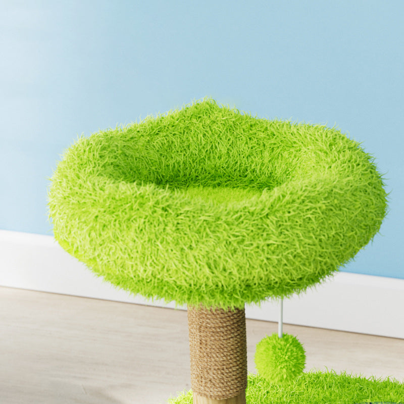 Contemporary Creative Cylindrical Tree-Shaped Natural Fruitwood Medium-Density Fiberboard Sisal Fabric Multi-Functional Cat Tree For Living Room