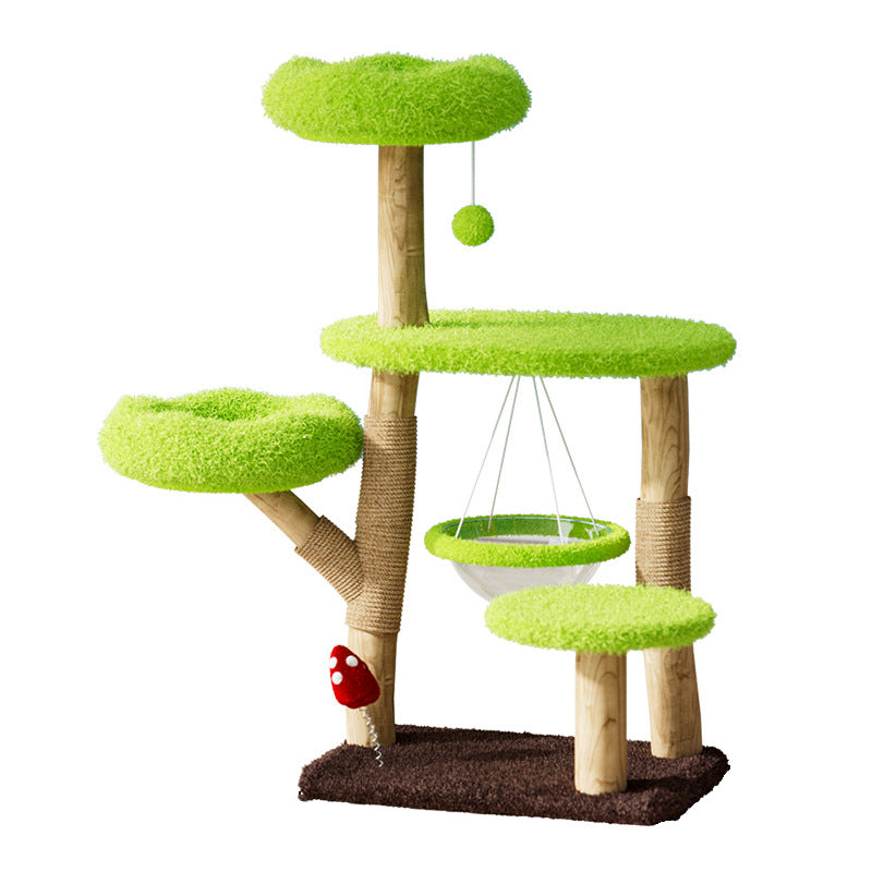 Contemporary Creative Cylindrical Tree-Shaped Natural Fruitwood Medium-Density Fiberboard Sisal Fabric Multi-Functional Cat Tree For Living Room