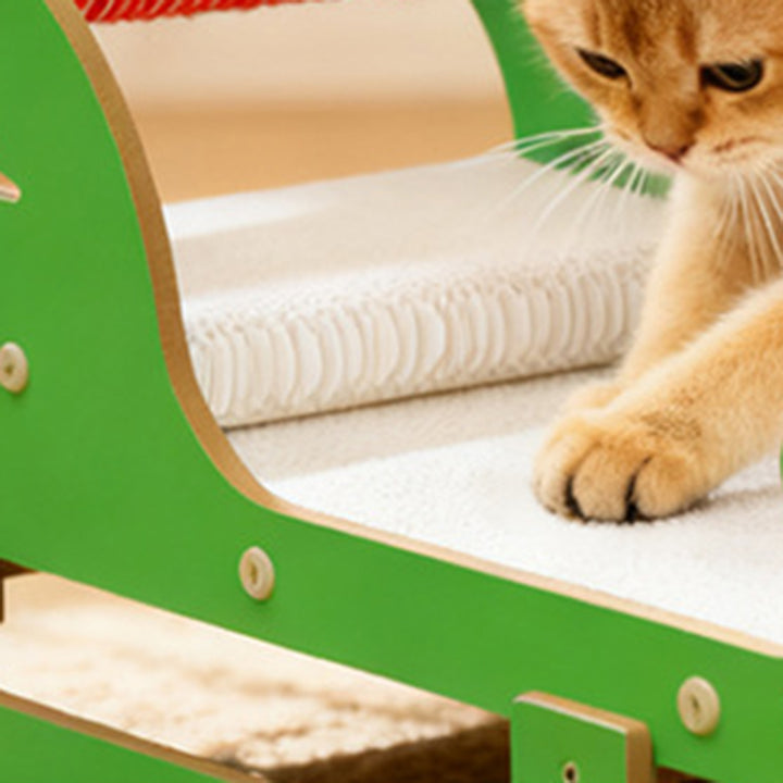 Contemporary Creative Rectangular Sled-Shaped Faux Panel Corrugated Paper Christmas Cat Bed For Bedroom