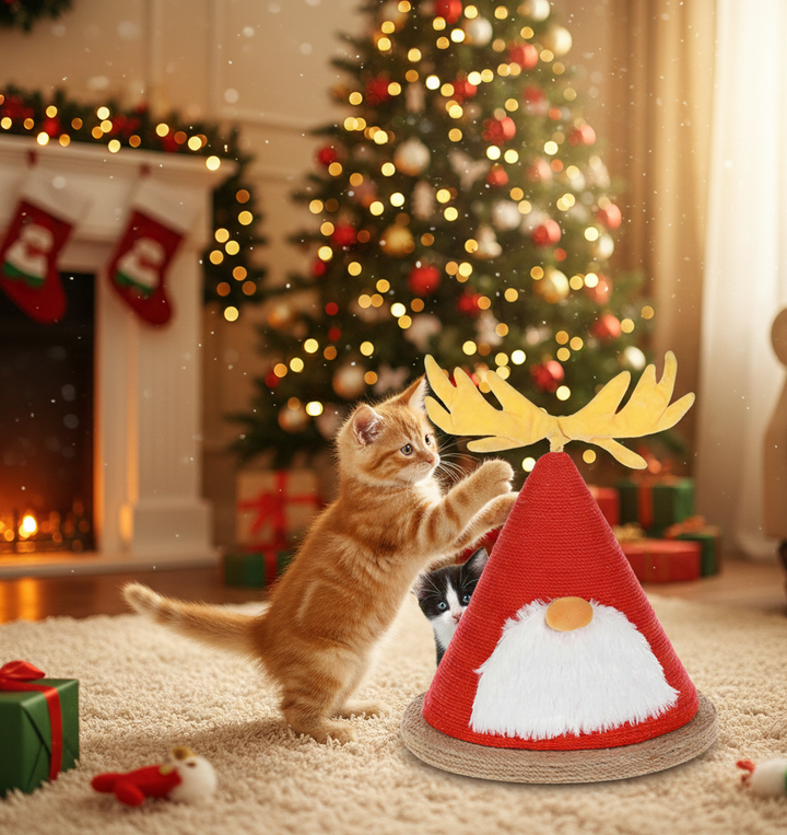 現代的なクリエイティブスクエア中密度繊維板シサルベルベットファブリック多機能クリスマスキャットツリー寝室用 