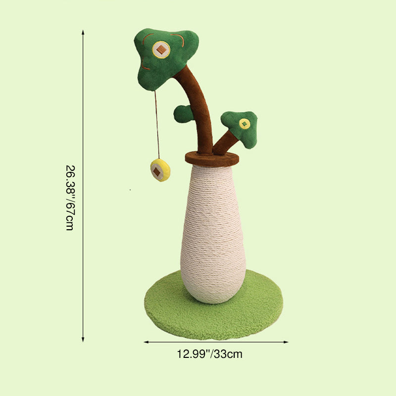 Árbol para gatos contemporáneo de cuerda de sisal redonda creativa, cuerda de papel, tela de terciopelo, espuma, tablero de fibra de densidad media para dormitorio 