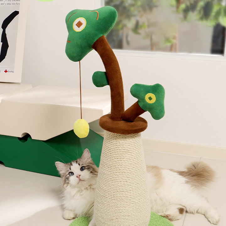 Árbol para gatos contemporáneo de cuerda de sisal redonda creativa, cuerda de papel, tela de terciopelo, espuma, tablero de fibra de densidad media para dormitorio 