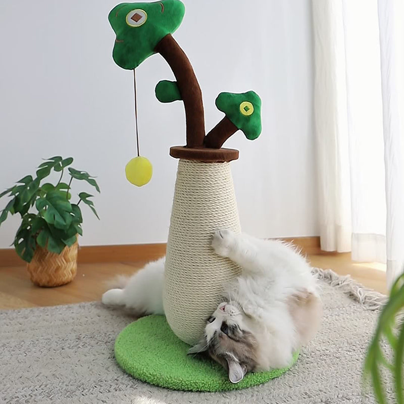 Árbol para gatos contemporáneo de cuerda de sisal redonda creativa, cuerda de papel, tela de terciopelo, espuma, tablero de fibra de densidad media para dormitorio 
