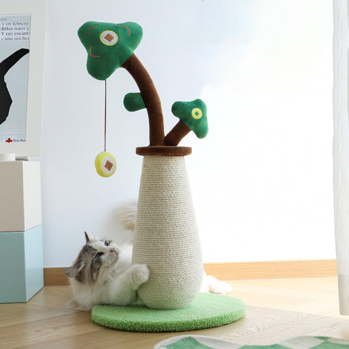Árbol para gatos contemporáneo de cuerda de sisal redonda creativa, cuerda de papel, tela de terciopelo, espuma, tablero de fibra de densidad media para dormitorio 