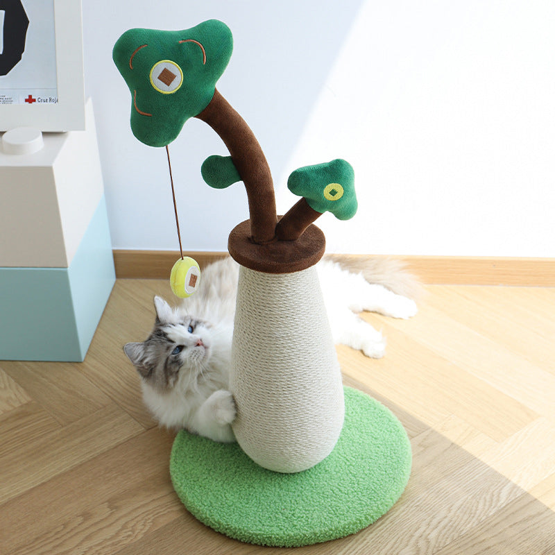 Árbol para gatos contemporáneo de cuerda de sisal redonda creativa, cuerda de papel, tela de terciopelo, espuma, tablero de fibra de densidad media para dormitorio 