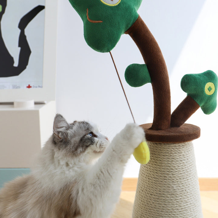 Árbol para gatos contemporáneo de cuerda de sisal redonda creativa, cuerda de papel, tela de terciopelo, espuma, tablero de fibra de densidad media para dormitorio 