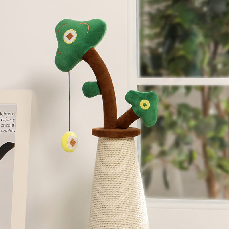 Árbol para gatos contemporáneo de cuerda de sisal redonda creativa, cuerda de papel, tela de terciopelo, espuma, tablero de fibra de densidad media para dormitorio 