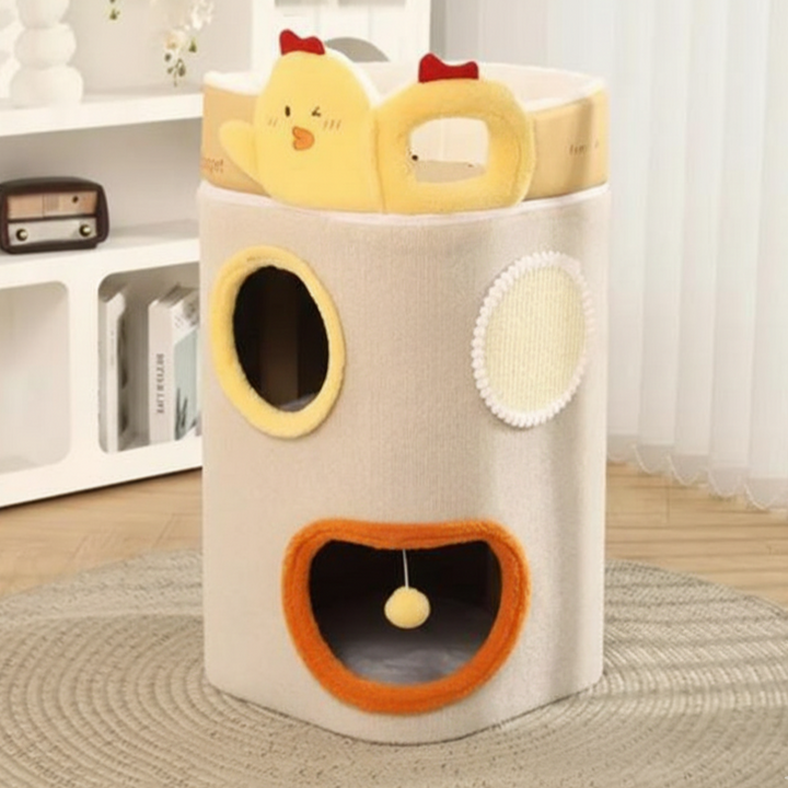 Zeitgenössischer kreativer zylindrischer MDF-Sisalstoff multifunktionaler Katzenbaum 2/3-stufig für das Schlafzimmer 