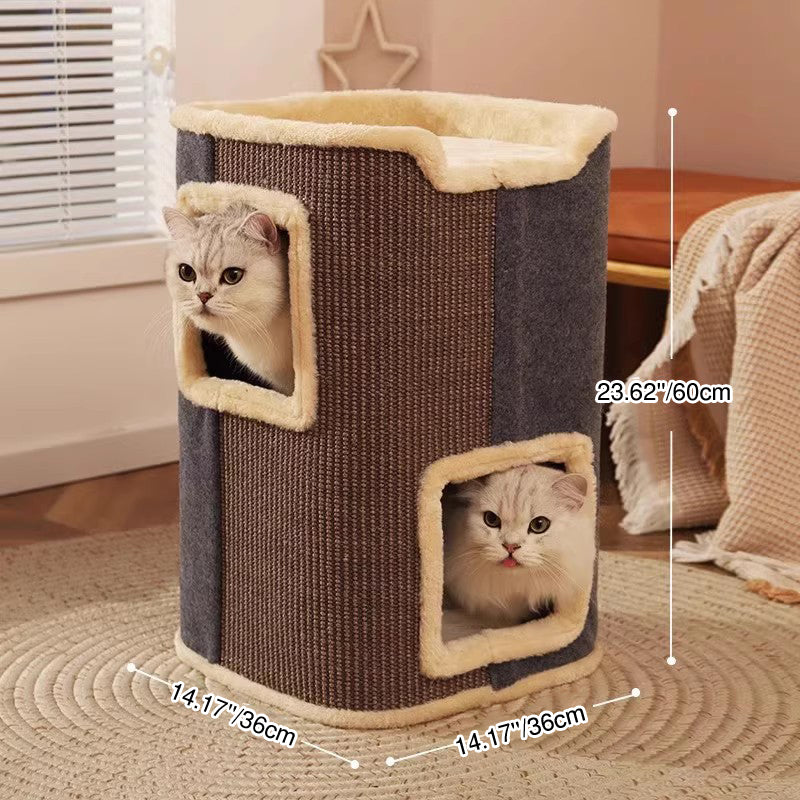 Zeitgenössischer kreativer zylindrischer MDF-Sisalstoff multifunktionaler Katzenbaum 2/3-stufig für das Schlafzimmer 