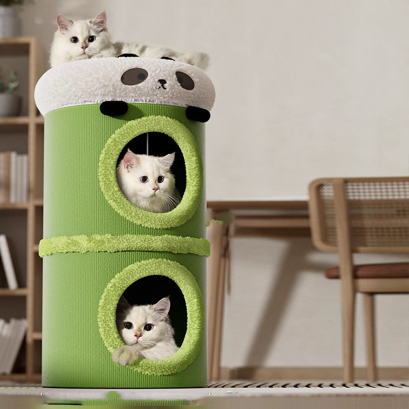 Zeitgenössischer kreativer zylindrischer MDF-Sisalstoff multifunktionaler Katzenbaum 2/3-stufig für das Schlafzimmer 