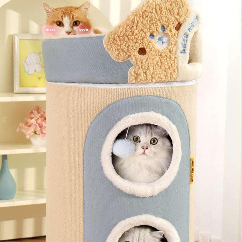 Zeitgenössischer kreativer zylindrischer MDF-Sisalstoff multifunktionaler Katzenbaum 2/3-stufig für das Schlafzimmer 