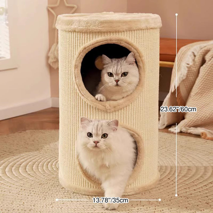 Zeitgenössischer kreativer zylindrischer MDF-Sisalstoff multifunktionaler Katzenbaum 2/3-stufig für das Schlafzimmer 