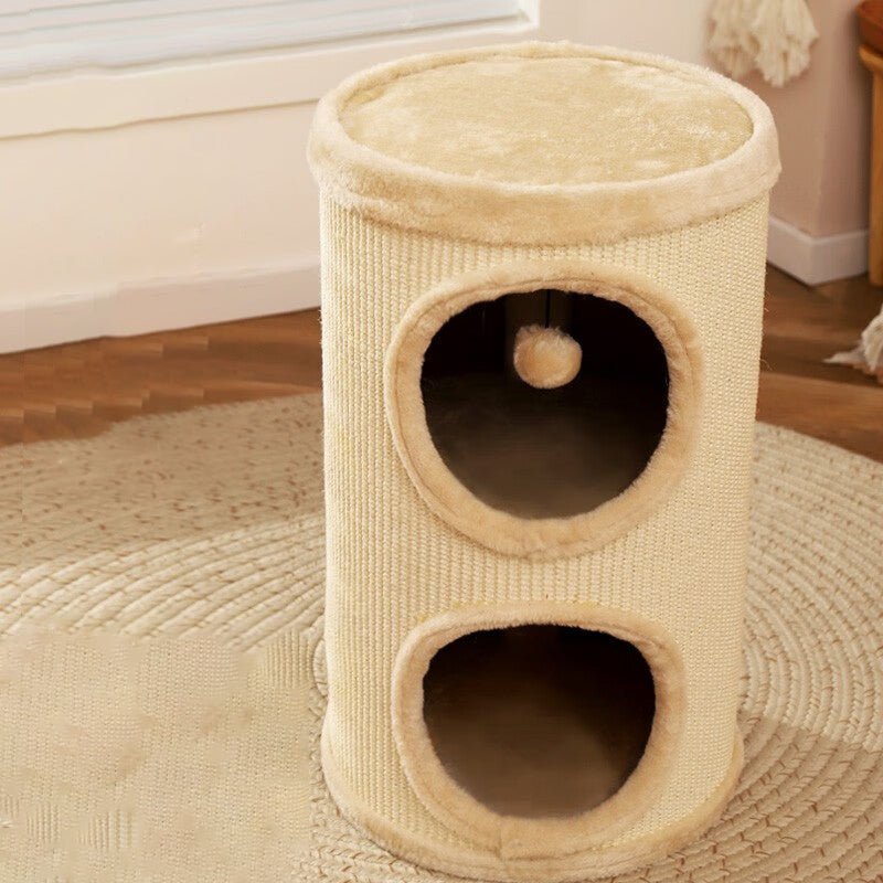 Zeitgenössischer kreativer zylindrischer MDF-Sisalstoff multifunktionaler Katzenbaum 2/3-stufig für das Schlafzimmer 