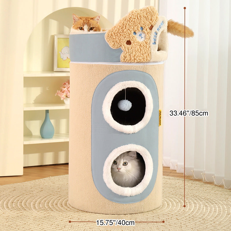 Zeitgenössischer kreativer zylindrischer MDF-Sisalstoff multifunktionaler Katzenbaum 2/3-stufig für das Schlafzimmer 