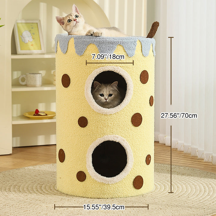 Zeitgenössischer kreativer zylindrischer MDF-Sisalstoff multifunktionaler Katzenbaum 2/3-stufig für das Schlafzimmer 
