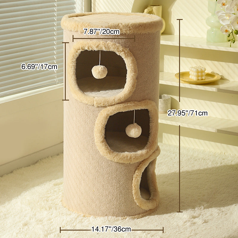 Zeitgenössischer kreativer zylindrischer MDF-Sisalstoff multifunktionaler Katzenbaum 2/3-stufig für das Schlafzimmer 