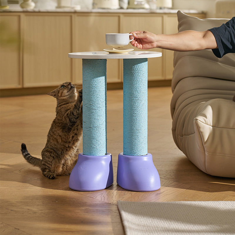 Contemporary Creative Round Boot-Shaped MDF HDPE Paper Cord Kraft Paper Multi-Functional Cat Tree With 2-Tier For Bedroom