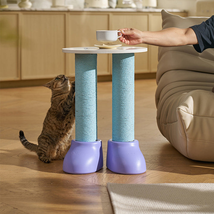 Contemporary Creative Round Boot-Shaped MDF HDPE Paper Cord Kraft Paper Multi-Functional Cat Tree With 2-Tier For Bedroom