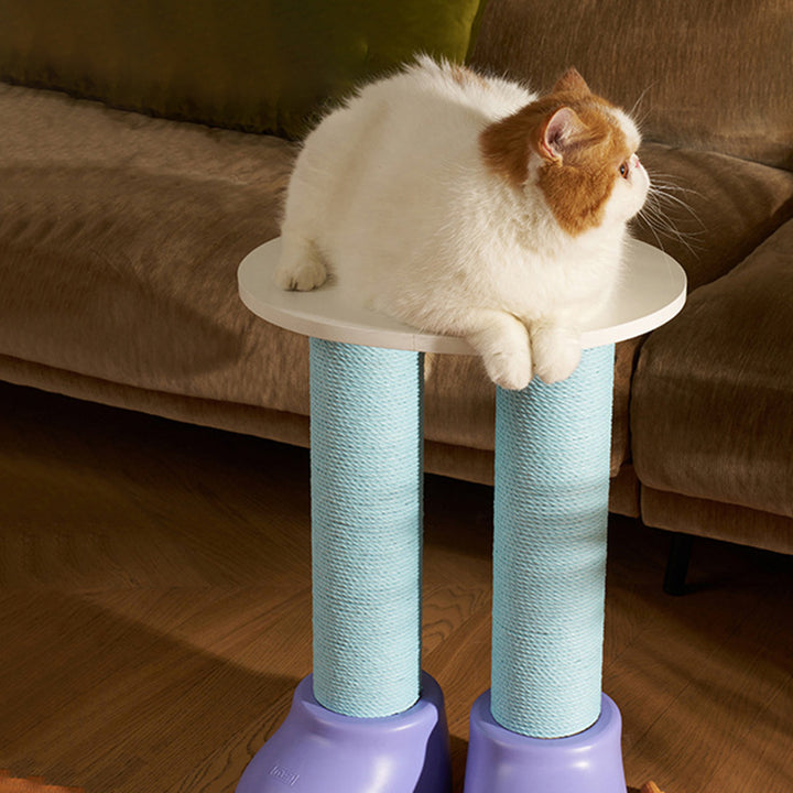 Contemporary Creative Round Boot-Shaped MDF HDPE Paper Cord Kraft Paper Multi-Functional Cat Tree With 2-Tier For Bedroom