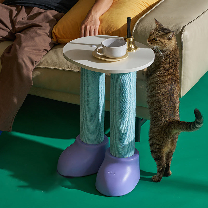 Contemporary Creative Round Boot-Shaped MDF HDPE Paper Cord Kraft Paper Multi-Functional Cat Tree With 2-Tier For Bedroom