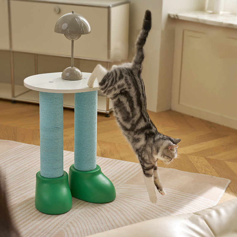 Contemporary Creative Round Boot-Shaped MDF HDPE Paper Cord Kraft Paper Multi-Functional Cat Tree With 2-Tier For Bedroom