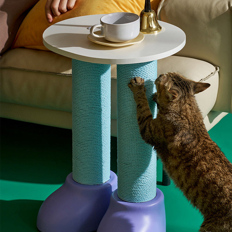 Contemporary Creative Round Boot-Shaped MDF HDPE Paper Cord Kraft Paper Multi-Functional Cat Tree With 2-Tier For Bedroom