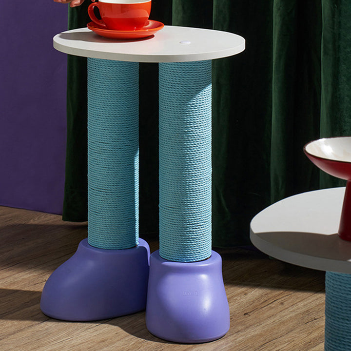 Contemporary Creative Round Boot-Shaped MDF HDPE Paper Cord Kraft Paper Multi-Functional Cat Tree With 2-Tier For Bedroom