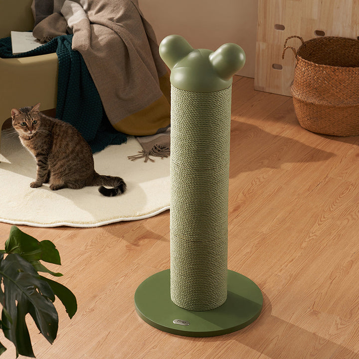 Arbre à chat contemporain créatif en cylindre, en papier, rotin, PEHD et acier laminé à froid pour chambre à coucher 