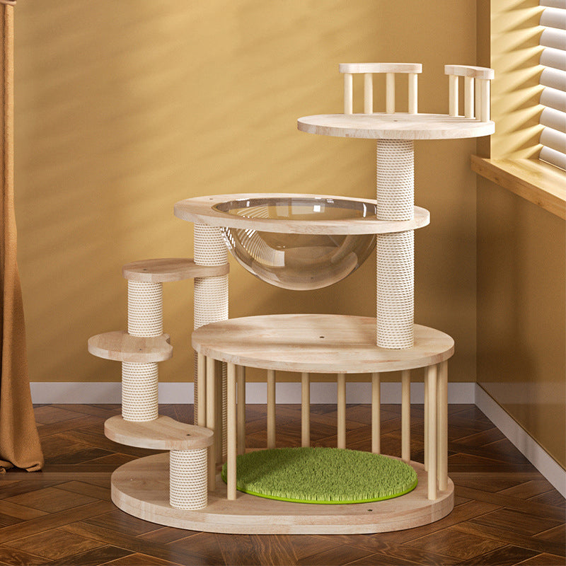 Contemporary Creative Round Solid Oak Wood Kraft Paper Rope Velvet Fab ...